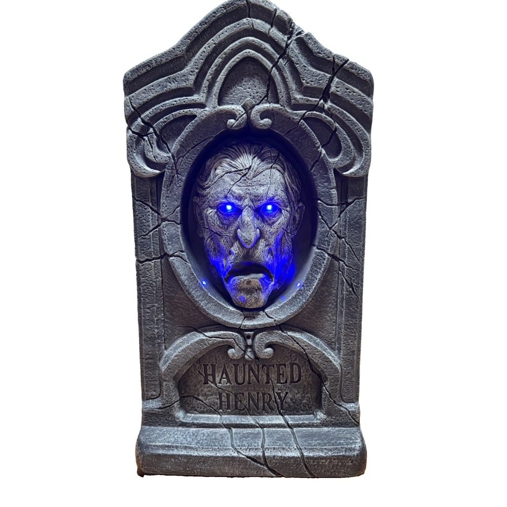 Seasonal Visions Intl. Halloween Talking Tombstone Haunted Henry Blow Mold Light